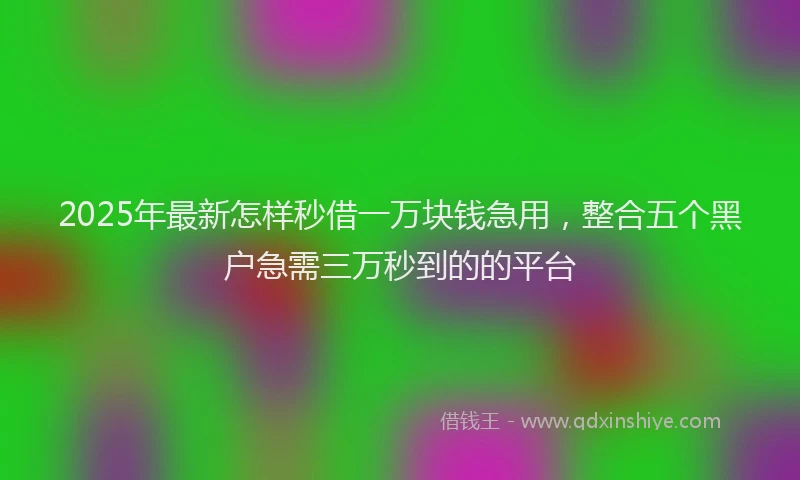 2025年最新怎样秒借一万块钱急用，整合五个黑户急需三万秒到的的平台