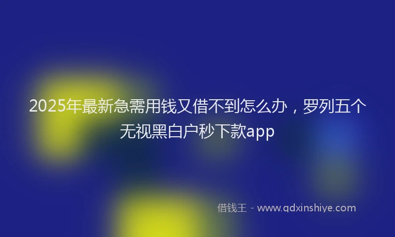 2025年最新急需用钱又借不到怎么办，罗列五个无视黑白户秒下款app