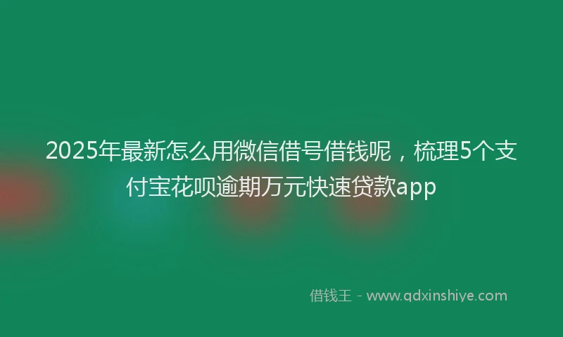 2025年最新怎么用微信借号借钱呢，梳理5个支付宝花呗逾期万元快速贷款app