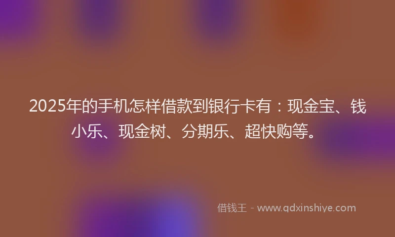 2025年的手机怎样借款到银行卡有：现金宝、钱小乐、现金树、分期乐、超快购等。
