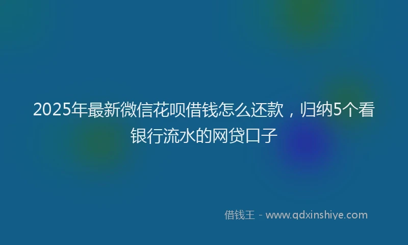 2025年最新微信花呗借钱怎么还款，归纳5个看银行流水的网贷口子