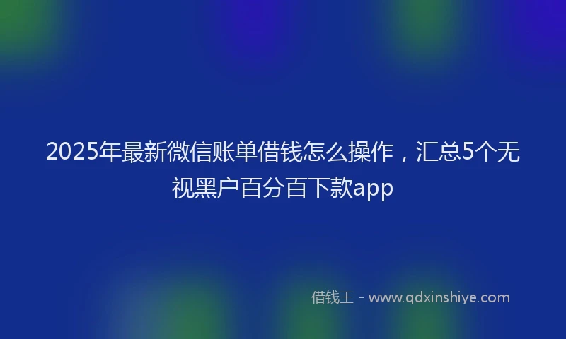 2025年最新微信账单借钱怎么操作，汇总5个无视黑户百分百下款app