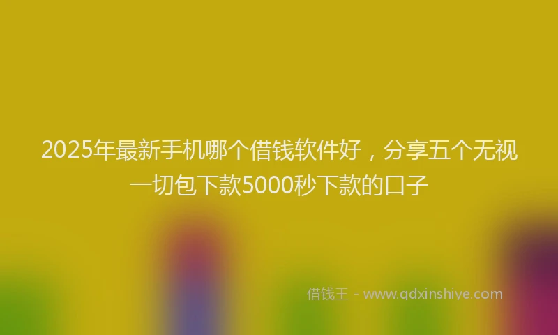 2025年最新手机哪个借钱软件好，分享五个无视一切包下款5000秒下款的口子
