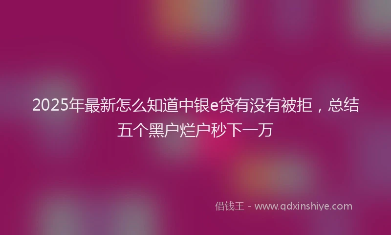 2025年最新怎么知道中银e贷有没有被拒，总结五个黑户烂户秒下一万