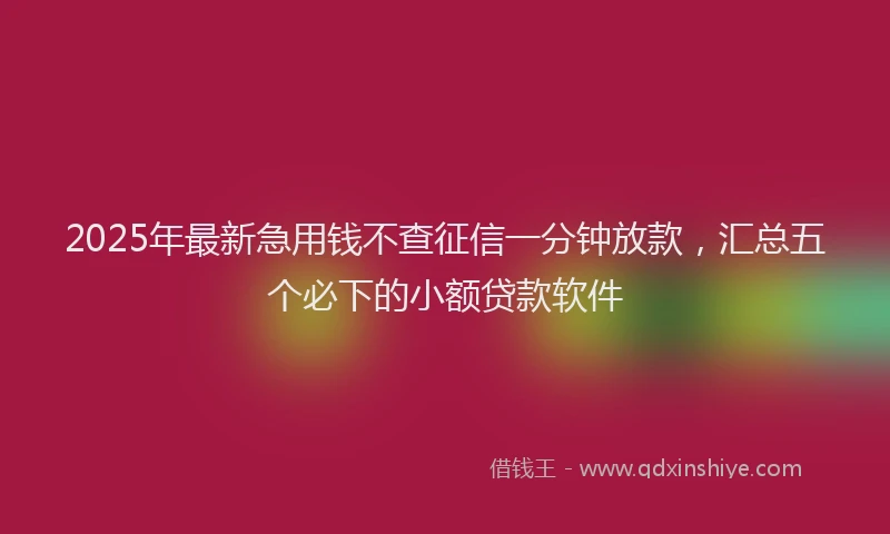 2025年最新急用钱不查征信一分钟放款，汇总五个必下的小额贷款软件