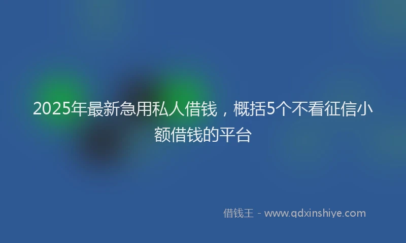 2025年最新急用私人借钱，概括5个不看征信小额借钱的平台