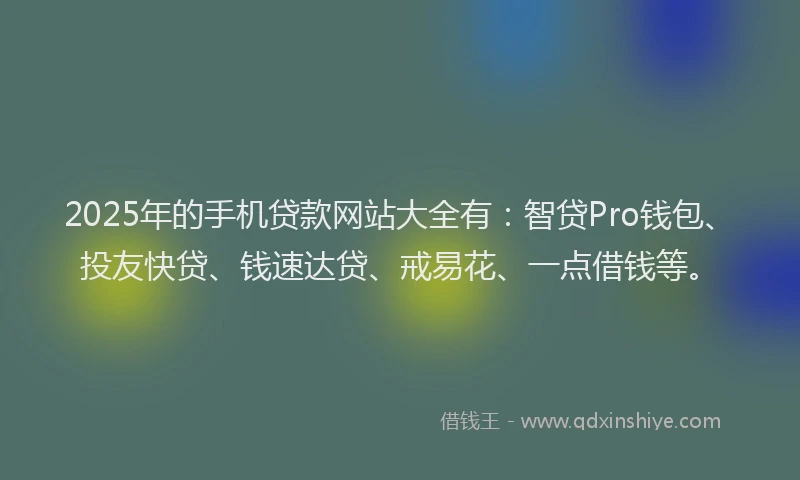 2025年的手机贷款网站大全有：智贷Pro钱包、投友快贷、钱速达贷、戒易花、一点借钱等。