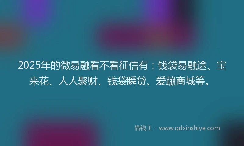 2025年的微易融看不看征信有：钱袋易融途、宝来花、人人聚财、钱袋瞬贷、爱蹦商城等。