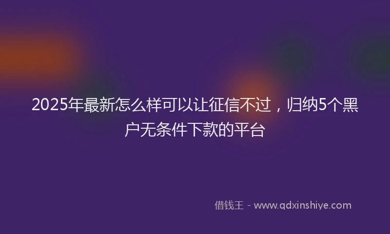 2025年最新怎么样可以让征信不过，归纳5个黑户无条件下款的平台
