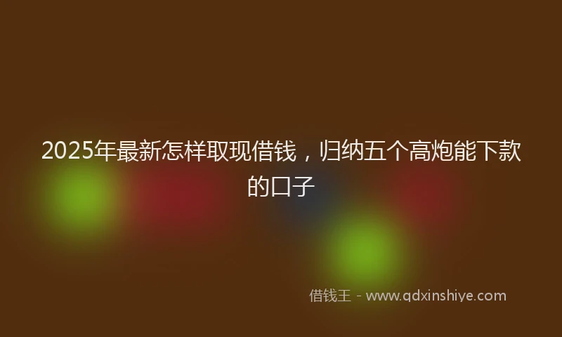 2025年最新怎样取现借钱，归纳五个高炮能下款的口子