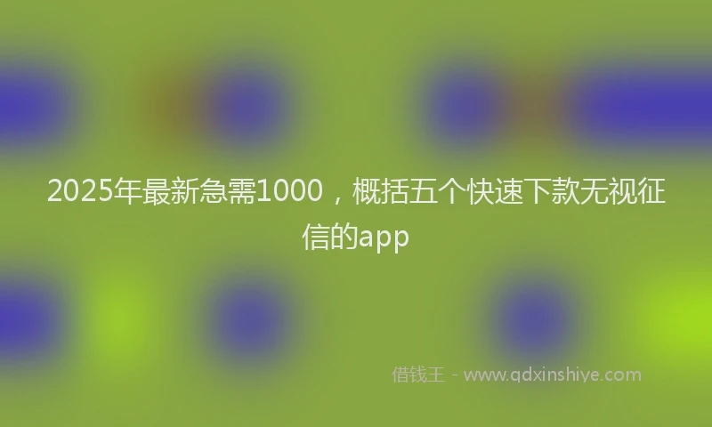 2025年最新急需1000，概括五个快速下款无视征信的app