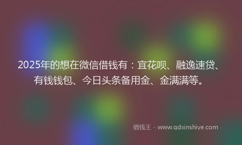 2025年的想在微信借钱有：宜花呗、融逸速贷、有钱钱包、今日头条备用金、金满满等。
