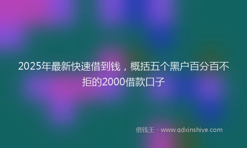 2025年最新快速借到钱，概括五个黑户百分百不拒的2000借款口子