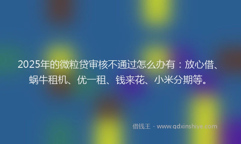 2025年的微粒贷审核不通过怎么办有：放心借、蜗牛租机、优一租、钱来花、小米分期等。