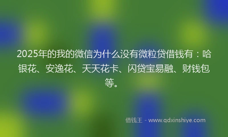 2025年的我的微信为什么没有微粒贷借钱有：哈银花、安逸花、天天花卡、闪贷宝易融、财钱包等。