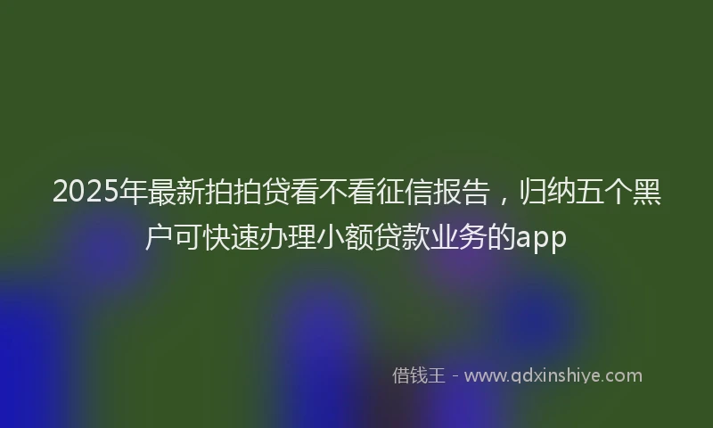 2025年最新拍拍贷看不看征信报告，归纳五个黑户可快速办理小额贷款业务的app