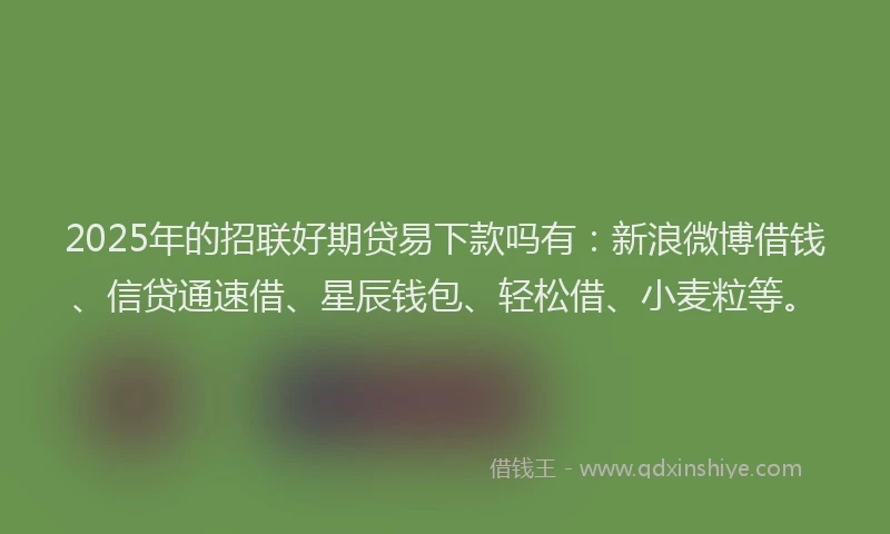 2025年的招联好期贷易下款吗有：新浪微博借钱、信贷通速借、星辰钱包、轻松借、小麦粒等。