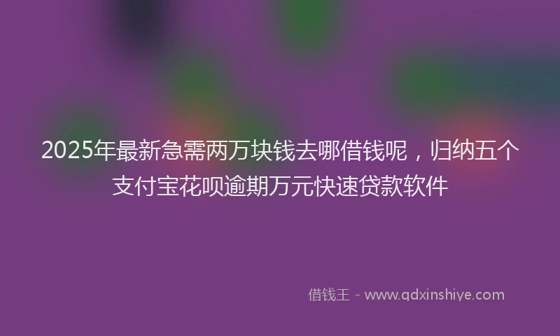 2025年最新急需两万块钱去哪借钱呢，归纳五个支付宝花呗逾期万元快速贷款软件