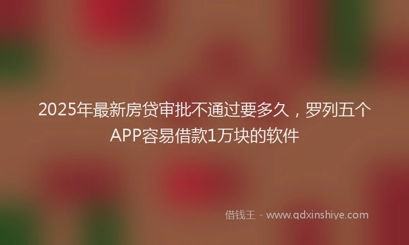 2025年最新房贷审批不通过要多久，罗列五个APP容易借款1万块的软件