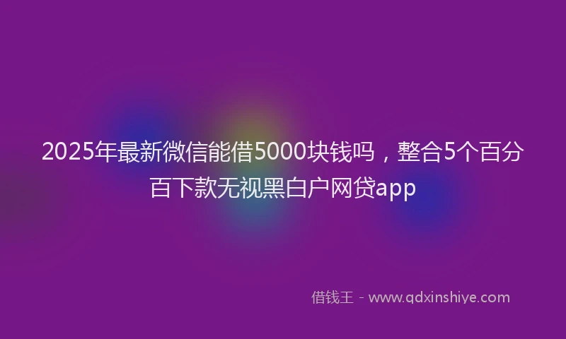 2025年最新微信能借5000块钱吗，整合5个百分百下款无视黑白户网贷app