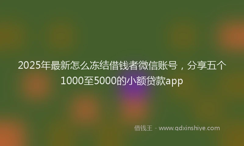 2025年最新怎么冻结借钱者微信账号，分享五个1000至5000的小额贷款app