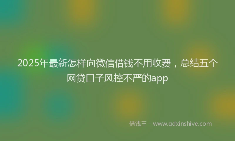 2025年最新怎样向微信借钱不用收费，总结五个网贷口子风控不严的app