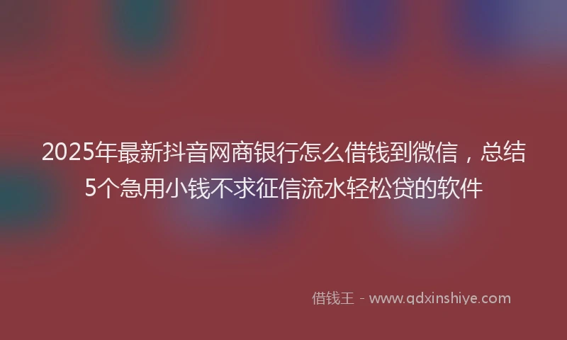 2025年最新抖音网商银行怎么借钱到微信，总结5个急用小钱不求征信流水轻松贷的软件