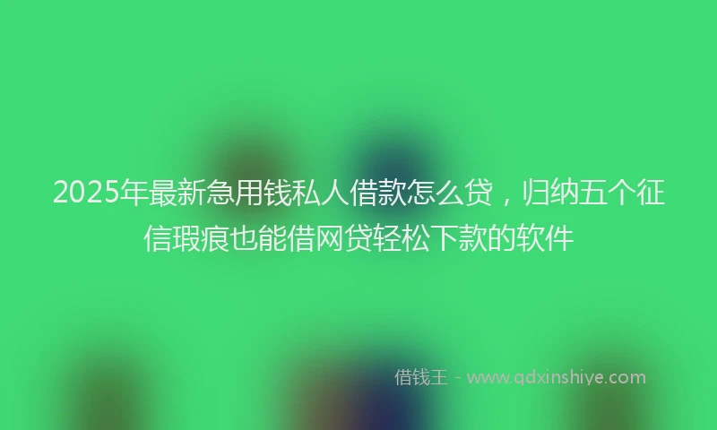 2025年最新急用钱私人借款怎么贷，归纳五个征信瑕疵也能借网贷轻松下款的软件