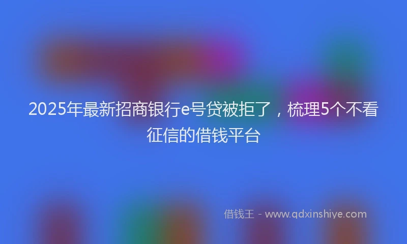 2025年最新招商银行e号贷被拒了，梳理5个不看征信的借钱平台