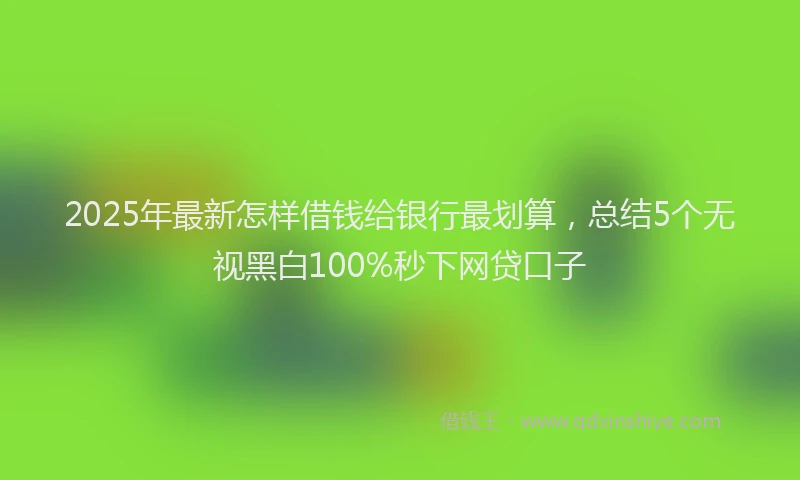 2025年最新怎样借钱给银行最划算，总结5个无视黑白100%秒下网贷口子