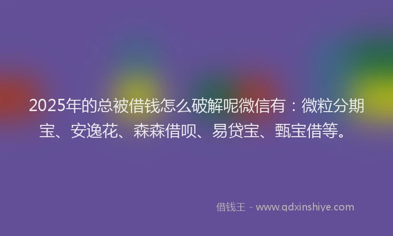 2025年的总被借钱怎么破解呢微信有：微粒分期宝、安逸花、森森借呗、易贷宝、甄宝借等。