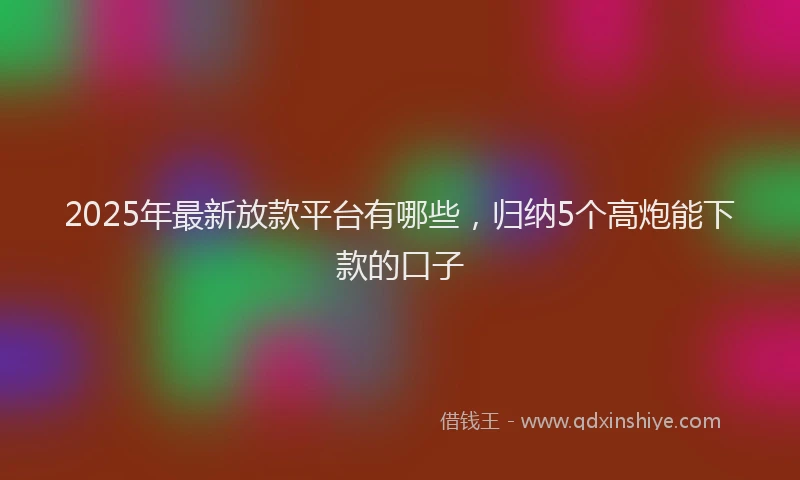2025年最新放款平台有哪些，归纳5个高炮能下款的口子