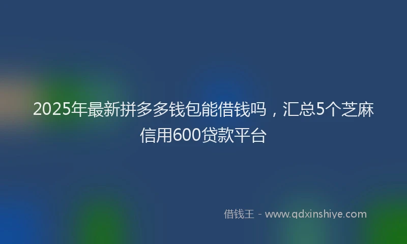 2025年最新拼多多钱包能借钱吗，汇总5个芝麻信用600贷款平台