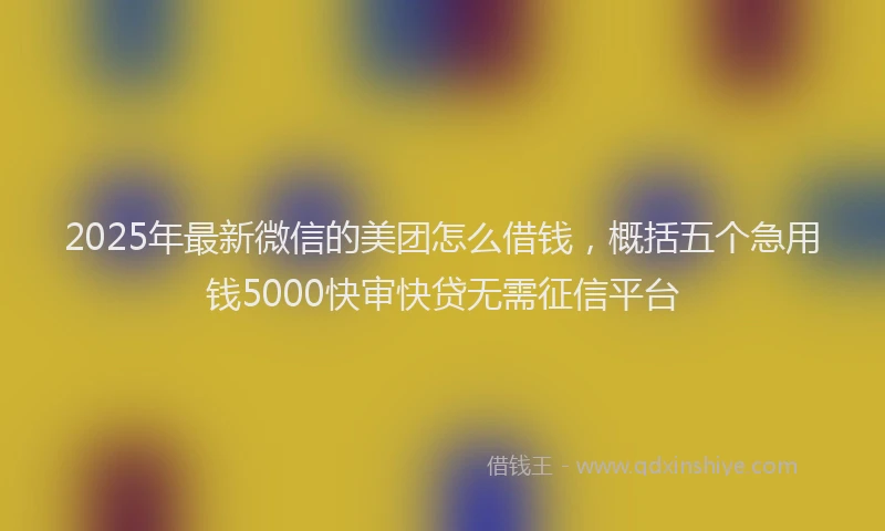2025年最新微信的美团怎么借钱，概括五个急用钱5000快审快贷无需征信平台