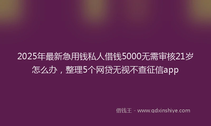 2025年最新急用钱私人借钱5000无需审核21岁怎么办，整理5个网贷无视不查征信app