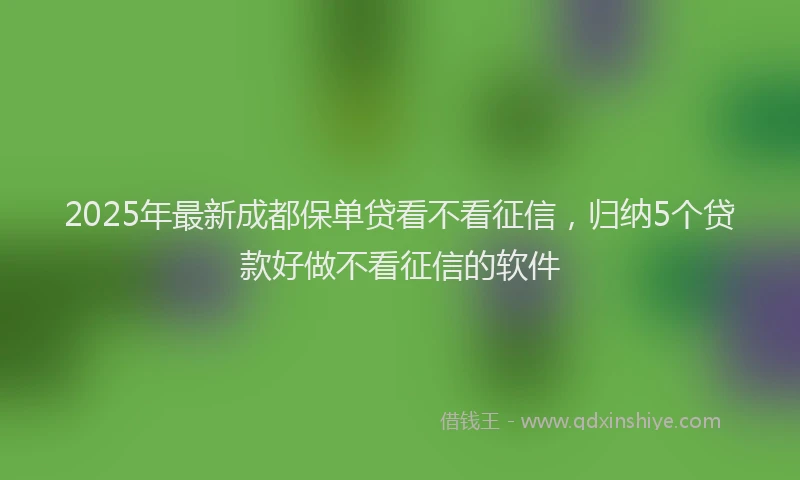 2025年最新成都保单贷看不看征信，归纳5个贷款好做不看征信的软件