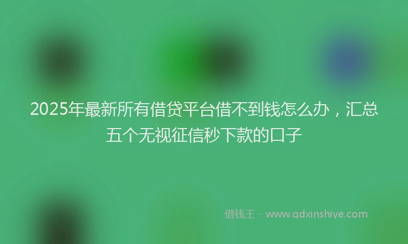 2025年最新所有借贷平台借不到钱怎么办，汇总五个无视征信秒下款的口子
