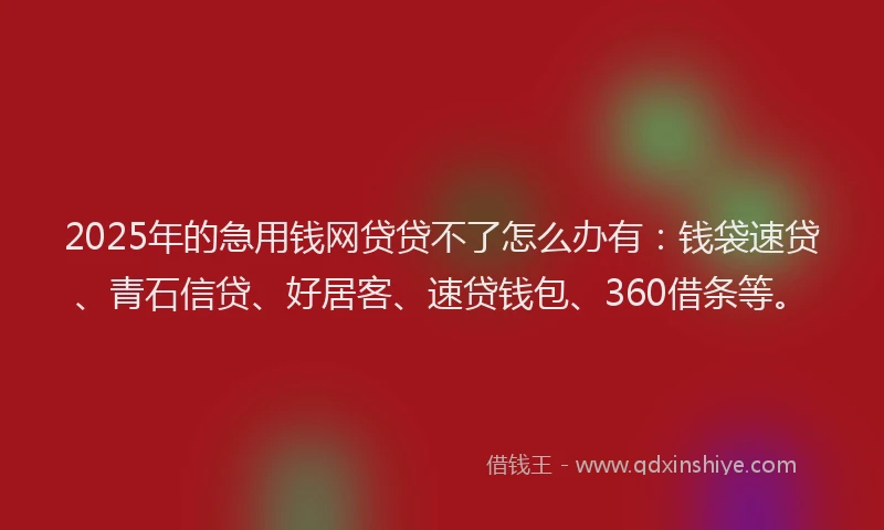 2025年的急用钱网贷贷不了怎么办有：钱袋速贷、青石信贷、好居客、速贷钱包、360借条等。
