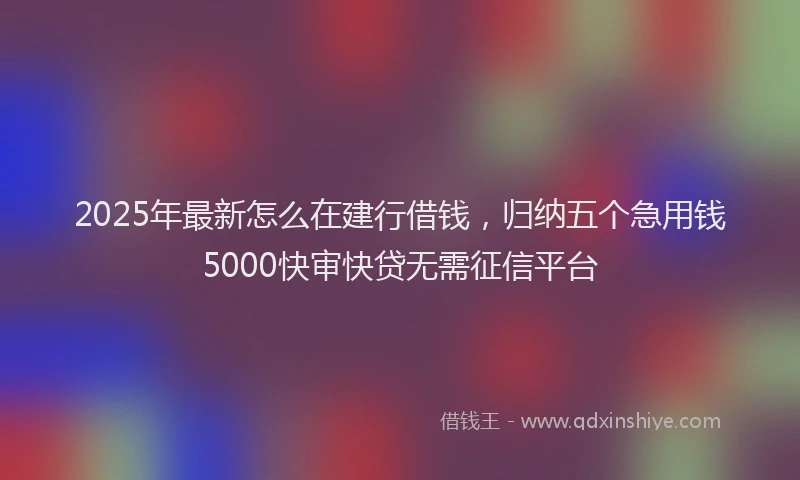 2025年最新怎么在建行借钱，归纳五个急用钱5000快审快贷无需征信平台
