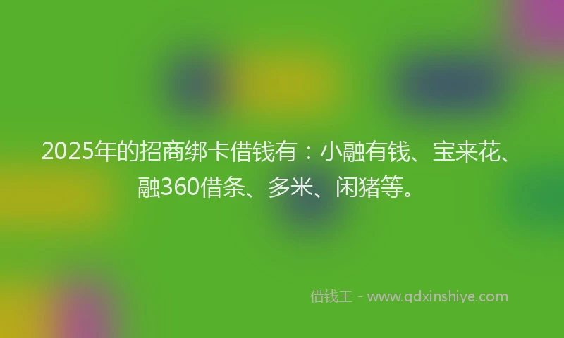2025年的招商绑卡借钱有：小融有钱、宝来花、融360借条、多米、闲猪等。