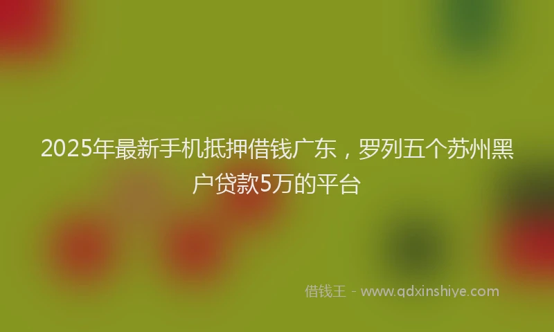 2025年最新手机抵押借钱广东，罗列五个苏州黑户贷款5万的平台