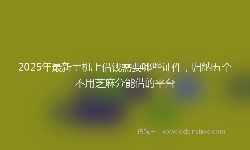 2025年最新手机上借钱需要哪些证件，归纳五个不用芝麻分能借的平台