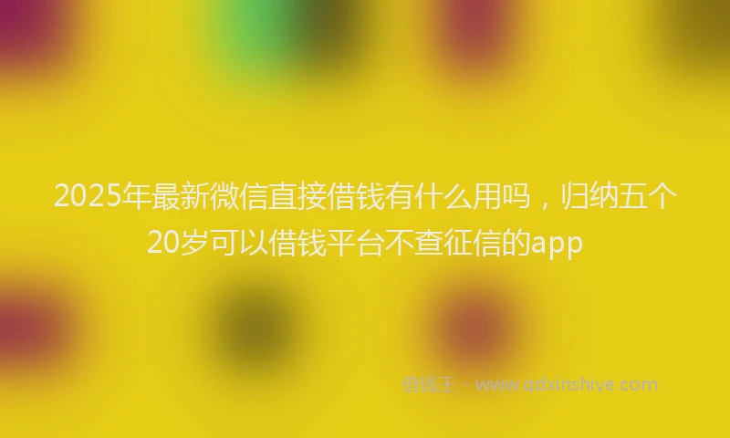 2025年最新微信直接借钱有什么用吗，归纳五个20岁可以借钱平台不查征信的app