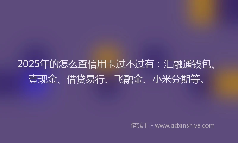2025年的怎么查信用卡过不过有：汇融通钱包、壹现金、借贷易行、飞融金、小米分期等。