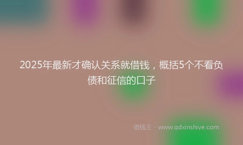 2025年最新才确认关系就借钱，概括5个不看负债和征信的口子