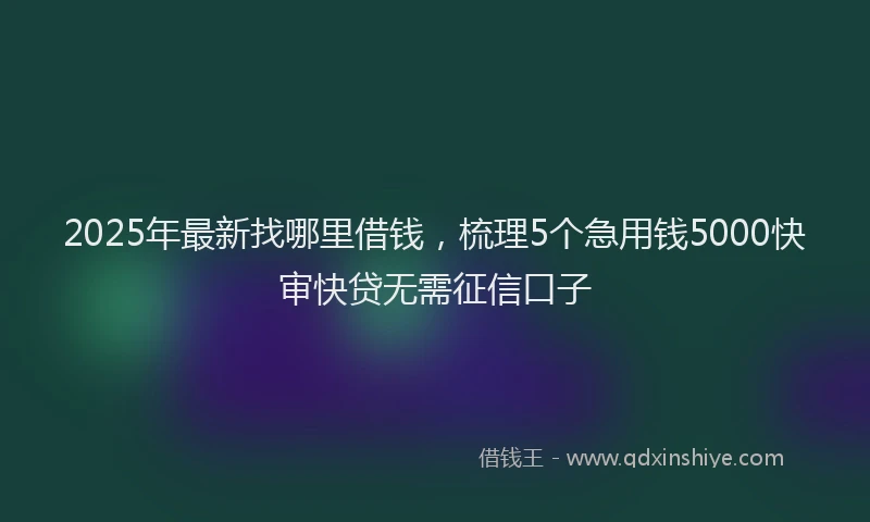 2025年最新找哪里借钱，梳理5个急用钱5000快审快贷无需征信口子