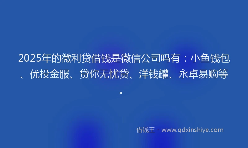 2025年的微利贷借钱是微信公司吗有：小鱼钱包、优投金服、贷你无忧贷、洋钱罐、永卓易购等。
