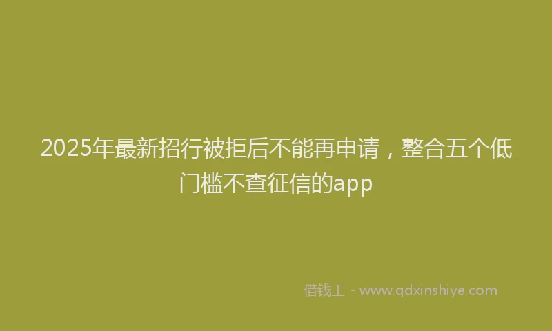 2025年最新招行被拒后不能再申请，整合五个低门槛不查征信的app