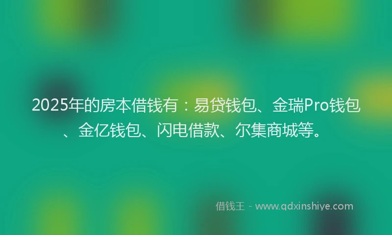 2025年的房本借钱有：易贷钱包、金瑞Pro钱包、金亿钱包、闪电借款、尔集商城等。