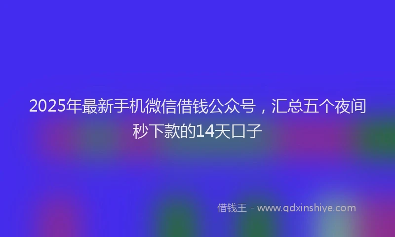 2025年最新手机微信借钱公众号，汇总五个夜间秒下款的14天口子